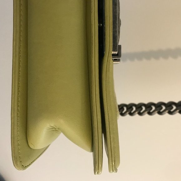 CHANEL Boy Small Light Green Lambskin Rabbit Fur - Picture 3 of 10